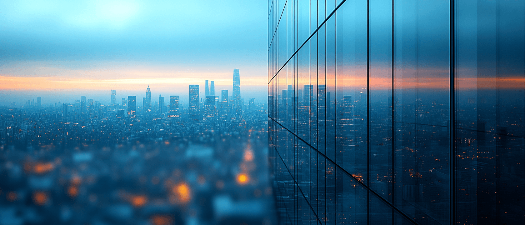 Skyline-Spiegelung in Glasfassade – Kategorie Bewertung und Standort